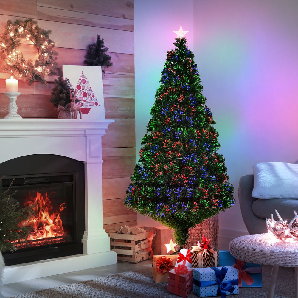 Pre-Lit Fibre Optic Artificial Christmas Tree Topper Multi-Colour 5ft