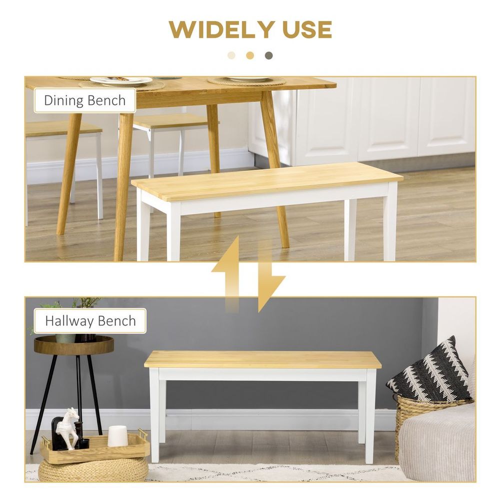 Pine Wood Dining Bench - Natural Finish, Seats 2 - Versatile & Durable