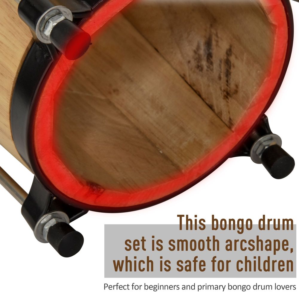 Wooden Bongo Drums, Φ20cm & Φ18cm Bongs w/Drum Head, Percussion Instrument, Drums, Tuning Wrench For Adults Beginners