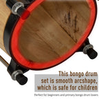 Wooden Bongo Drums, Φ20cm & Φ18cm Bongs w/Drum Head, Percussion Instrument, Drums, Tuning Wrench For Adults Beginners