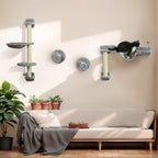 Cat Wall Furniture, Hammock, Perches, Ladder, Scratching Post, Grey