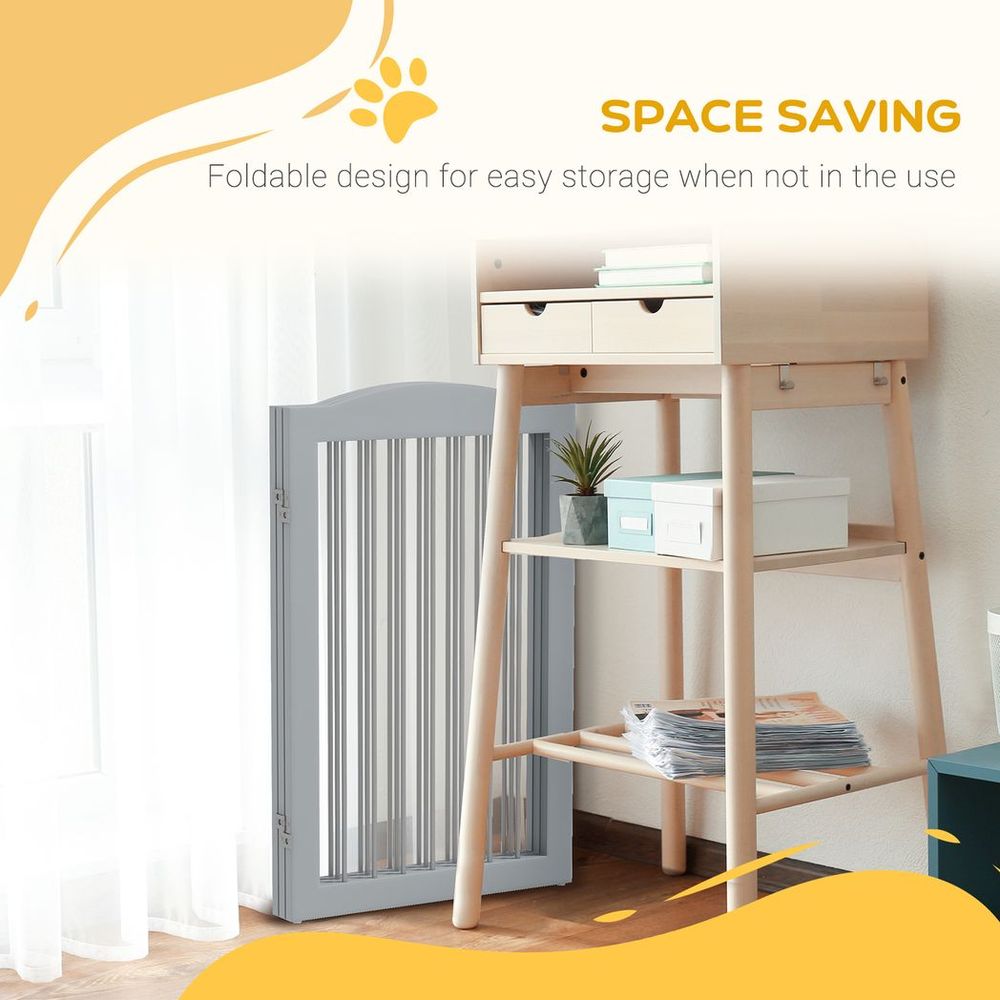 Dog Gate - Foldable & Freestanding - Grey