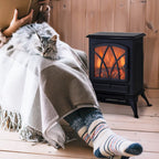 Electric Fireplace Stove - Flame Effect, 1850W, Black