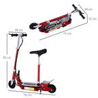 120W Foldable Powered Scooters with 24V Rechargeable Battery, Adjustable Ride on Toy (Red)