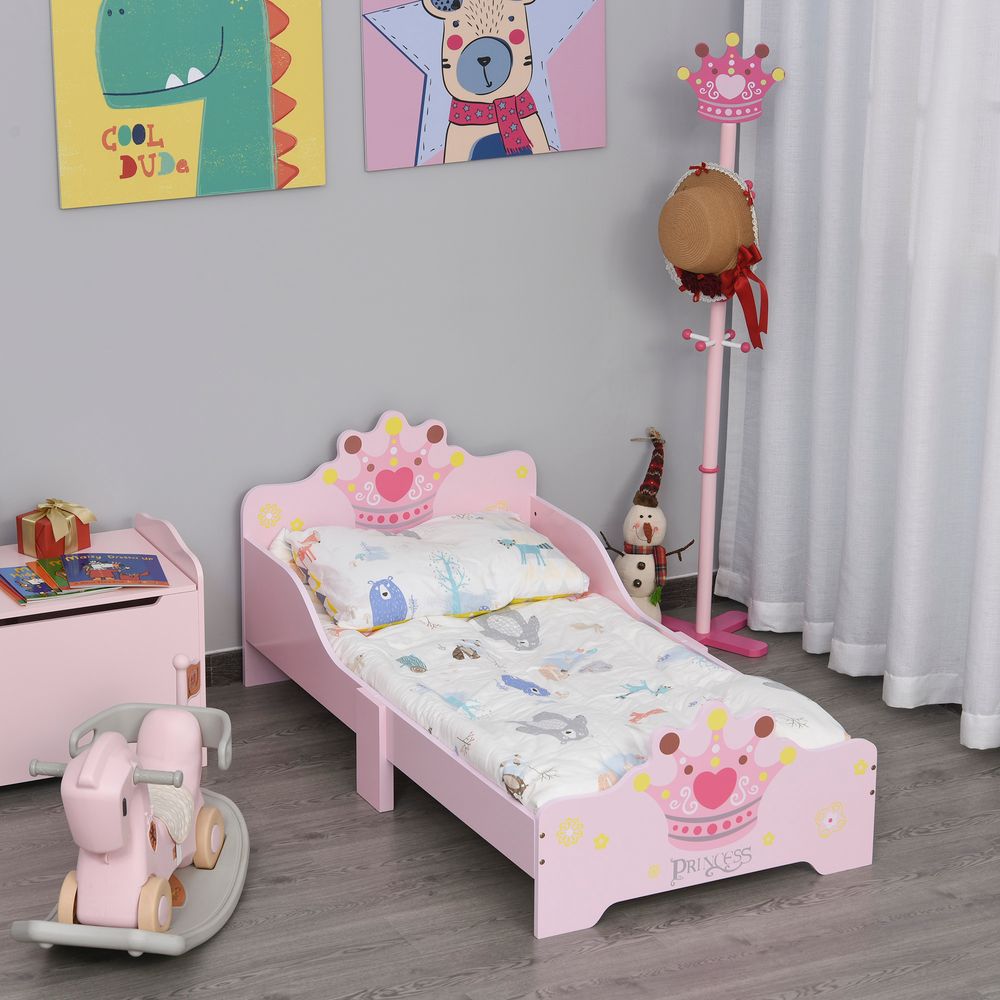 Kids Wooden Princess Crown Bed with Safety Side Rails - Design