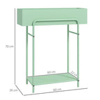 2 Tier Plant Stand, Metal Plant Rack with Drain Holes, Green