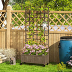 Wooden Trellis Planter, Raised Garden Bed with Wheels and Bed Liner in Wooden