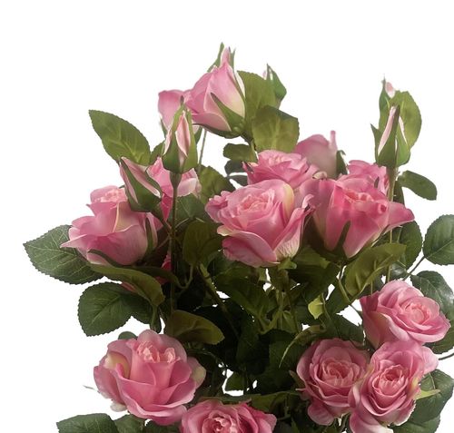 60cm Rose Bush Pink Silk Flowers and Leaves