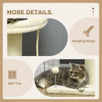 Indoor Cat Tree - Sisal Scratching Post, Spacious Kitten Bed - Cream