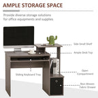 2021 Home Office Computer Desk - Sliding Keyboard Tray, Storage Drawer, Shelf - Sleek Grey Design