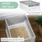 Hooded Cat Litter Box with Scoop - Portable, Privacy, Grey