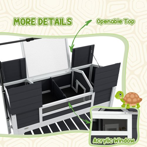 Tortoise House w/ Adjustable Lamp Holder, Openable Lid, Dual Main Houses
