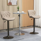 Steel Diamond Pattern Chairs with Backrest & Footrest, Set of 2, PU Khaki