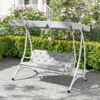 3 Seater Garden Bench Cushion Outdoor Seat Pad w/ Ties Light Grey
