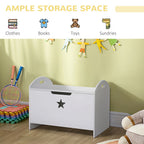 Kids Wooden Toy Box Organizer Children's Toy Storage with Lid Safety Hinge Side Handle Playroom Furniture White