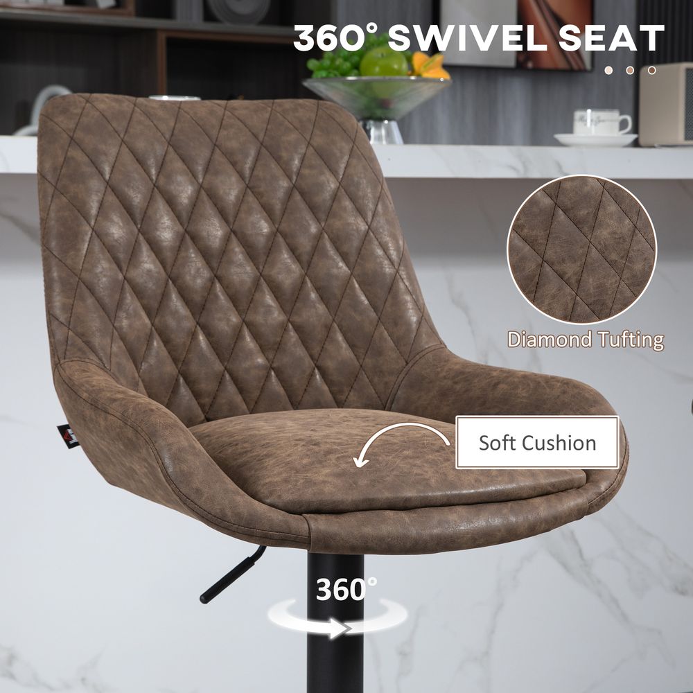 Bar Stools Set of 2, Adjustable Bar Chairs 360° Swivel for Kitchen Coffee