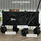 Foldable Garden Cart, Outdoor Utility Wagon with Carry Bag, Black