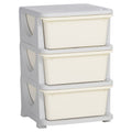 Kids Storage Units with 3 Drawers 3 Tier Chest Vertical Dresser Tower Toy Organizer for Nursery Playroom Kindergarten Cream