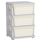 Kids Storage Units with 3 Drawers 3 Tier Chest Vertical Dresser Tower Toy Organizer for Nursery Playroom Kindergarten Cream