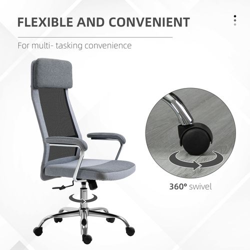 Office Chair Mesh High Back Swivel Task Home Desk Chair w/ Arm, Grey