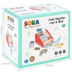 Wooden Cash Register-Red & Mint: Realistic Accessories, Authentic Game Experience