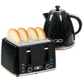 1.7L Kettle & Toaster Set - Defrost, Reheat, Crumb Tray - Black