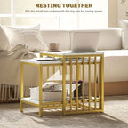 Modern Coffee Table Set of Two w/ Steel Frame Marble-Effect