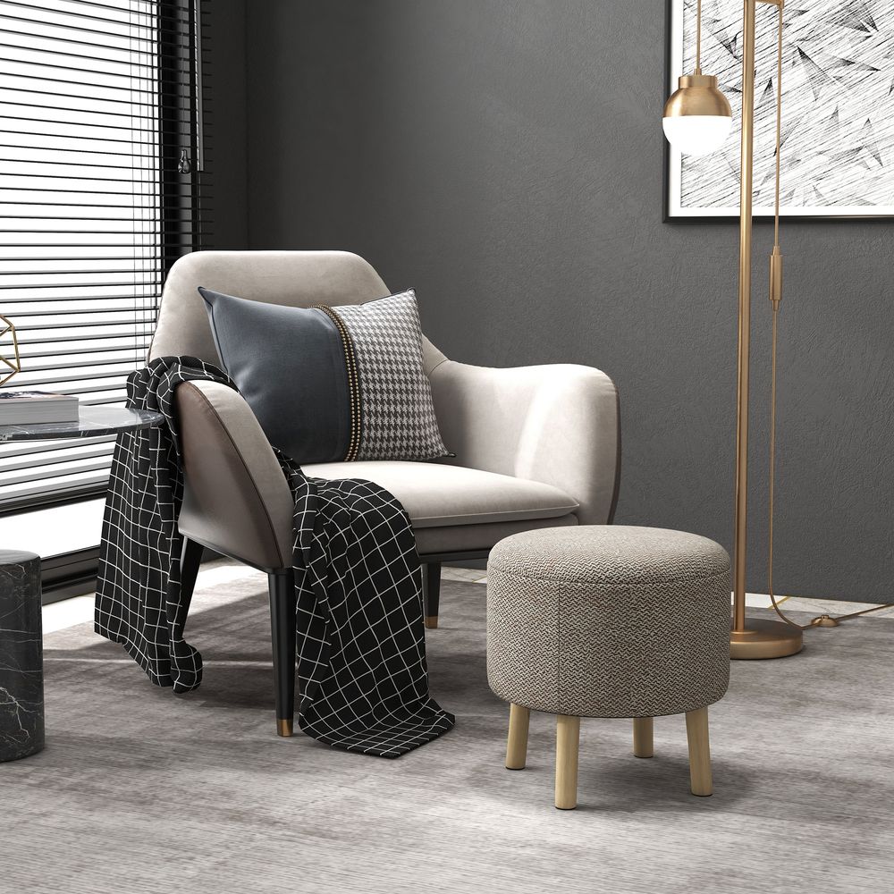 Storage Ottoman, Round Stool Chair with Cushioned Top, Hidden Space