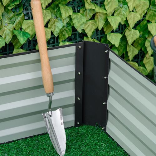 Galvanised Raised Garden Bed Metal Planter Box with Open Bottom, Grey