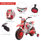 Electric Ride-On Motorbike for Kids - Training Wheels - Ages 3-5 - Red