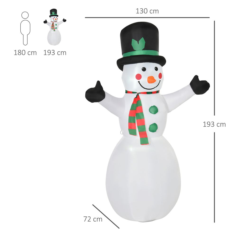 6.5ft Inflatable Snowman LED Christmas Xmas Air Blown Outdoor Garden Decor