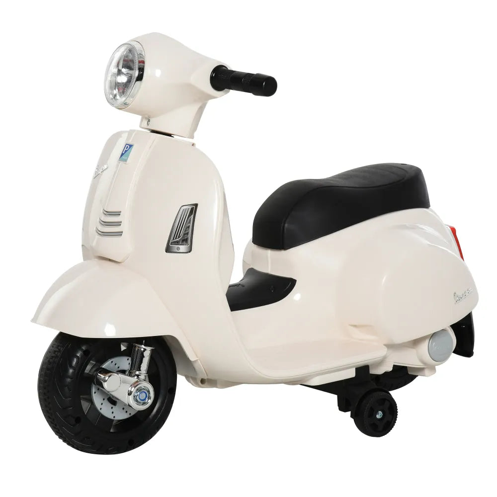 Vespa Licensed 6V Kids Electric Motorbike Ride On Motorcycle Battery Powered for 18-36 Months with Horn Headlight White