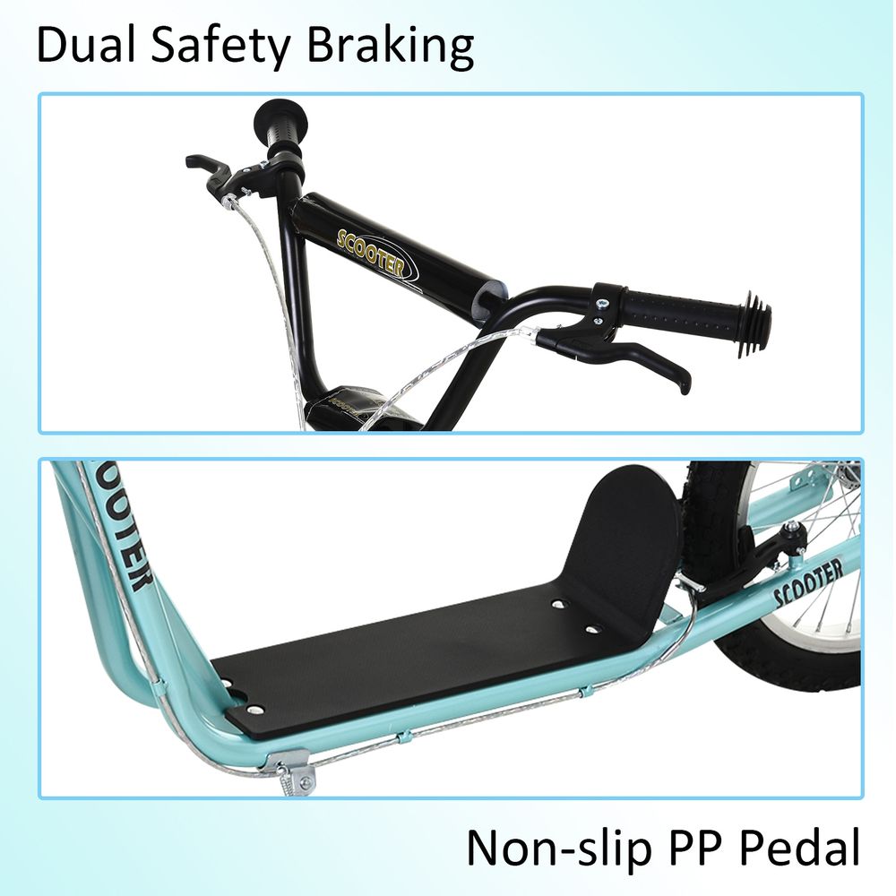 Kick Scooters for Kids with Adjustable Height, Anti-Slip Deck, Dual Brakes, Rubber Tyres, for Boys and Girls Aged 5+ Years Old - Blue