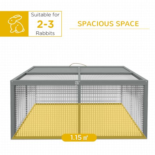Wooden Folding Rabbit Run for 2-3 Rabbits, Guinea, Grey