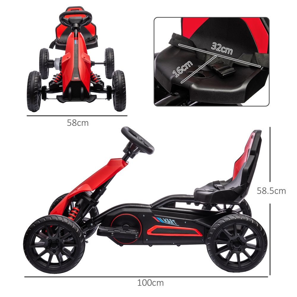 Electric Go Kart - 12V - 3-8 Yrs - Forward/Reverse - 2 Speeds - Red