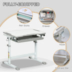 Adjustable Tiltable Kids Desk & Chair Set w/ Drawer, Pen Slot, Hook