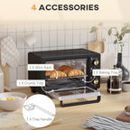 Mini Oven 16L Countertop Oven with Adjustable Temp Timer 1400W, Black