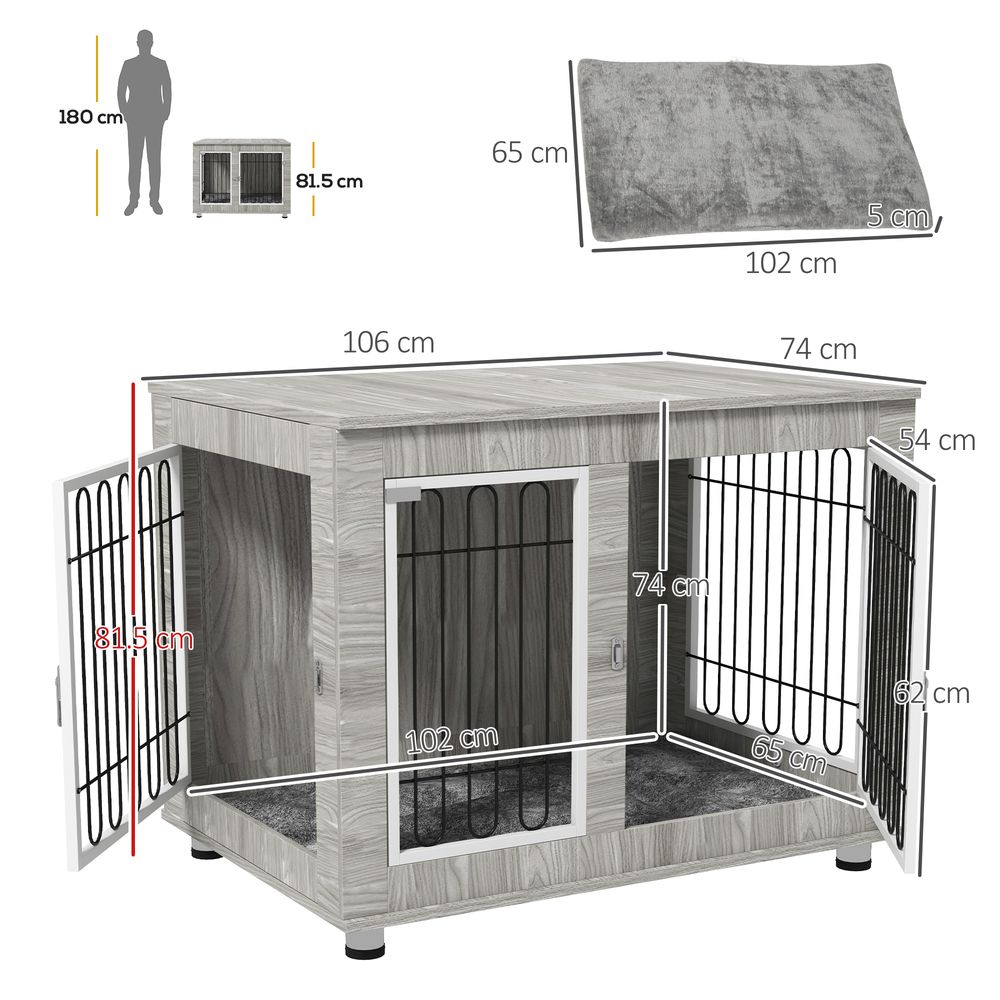 Dog Crate Furniture, Double Door, Soft Cushion - Perfect for All Pets