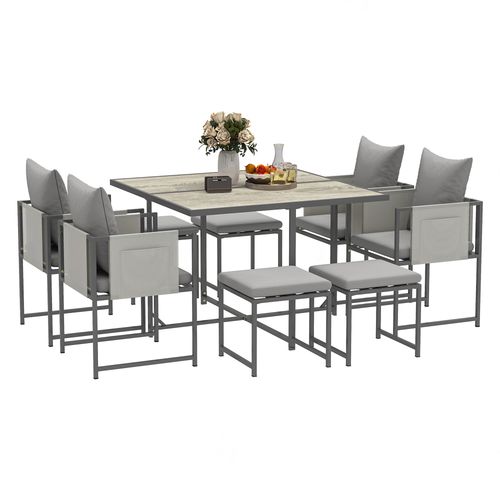 8 Seater Garden Dining Set, Cube Garden Furniture with Cushions