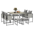 8 Seater Garden Dining Set, Cube Garden Furniture with Cushions