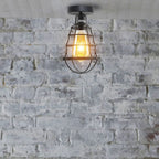 Metal Ceiling Rose Light Fitting - Vintage Wavy Wire Cage
