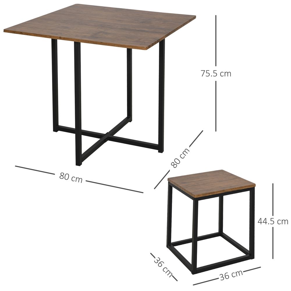Stylish 5-Piece MDF Dining Set w/ Stools - Black/Brown