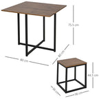 Stylish 5-Piece MDF Dining Set w/ Stools - Black/Brown