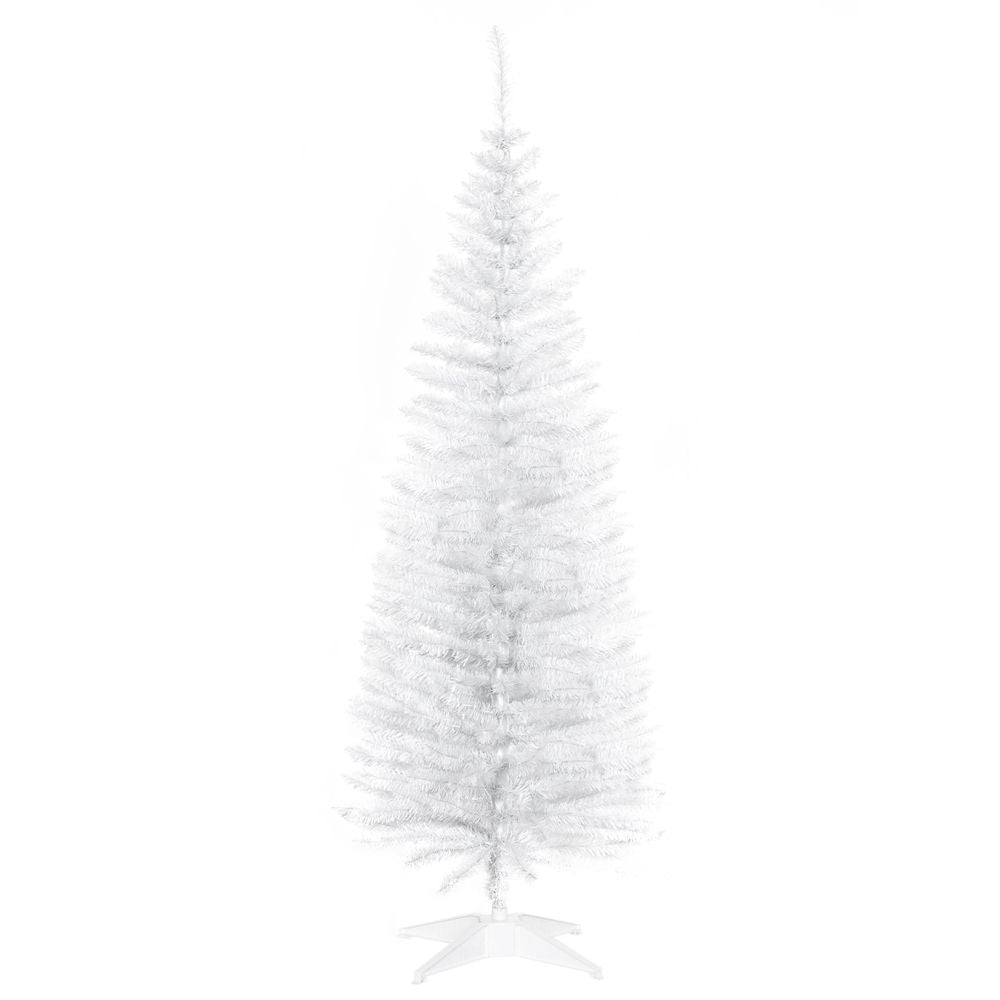 5FT Pencil Slim Artificial Christmas Tree with Study Stand Tips White