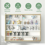 5-Tier Wall Display Shelf Unit Cabinet w/ Shelves Glass Doors Natural