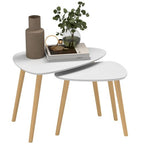 Side Table Set of 2, Modern End Coffee Bedside Tables Grey Natural