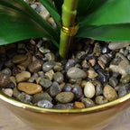 50cm Phalaenopsis Orchid Artificial - Purple / White - Gold Pot in White