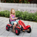 Kids Pedal Go Kart - Adjustable Seat, Inflatable Tyres, Handbrake - Red