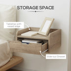 Floating Nightstand Set - Wall Mounted Bedside Table with Drawer - Pack of 2