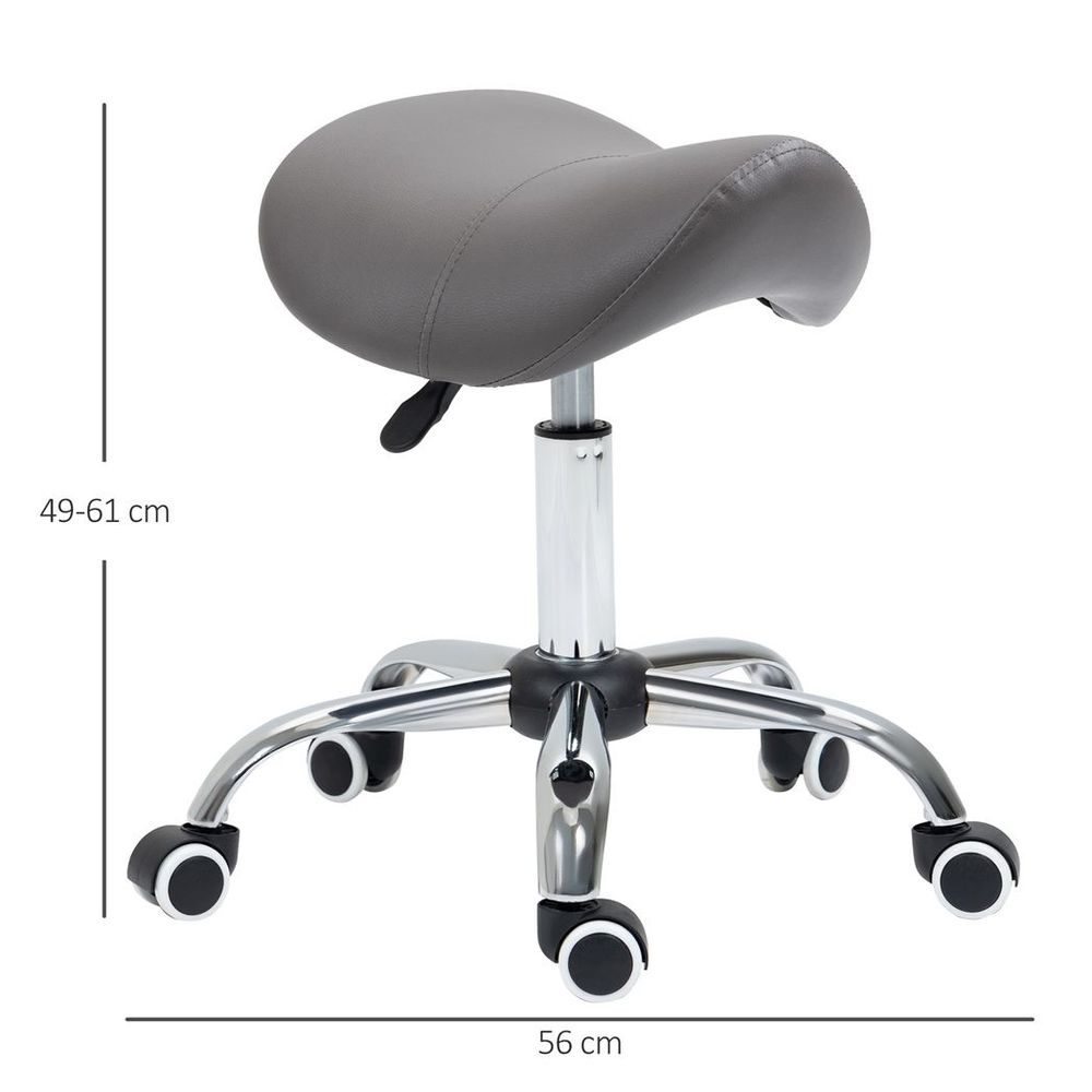 PU Leather Saddle Stool: Adjustable Height, Molded Padded Seat, Professional Salon Quality